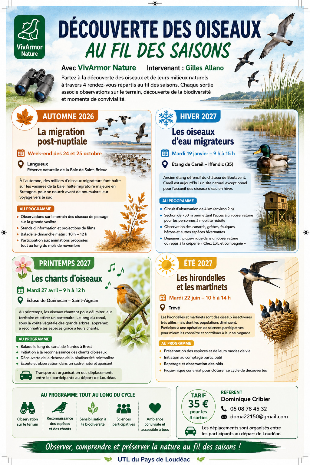 Ornithologie - Découverte des oiseaux au fil des saisons